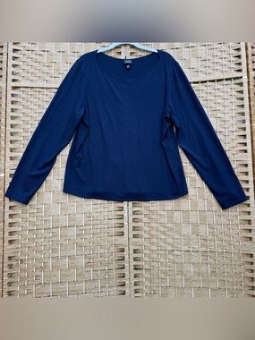 Eileen Fisher Deep Navy Long Sleeve Scoop Neck Top Women’s Large